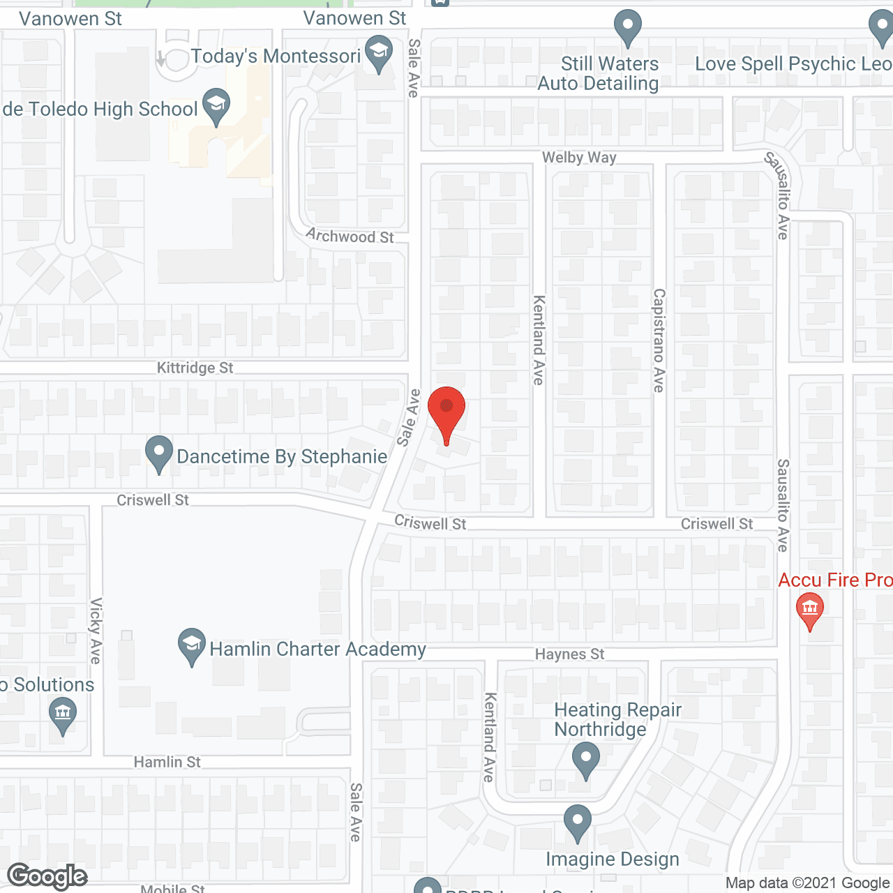 Map of the neighborhood around Land of Peace 1