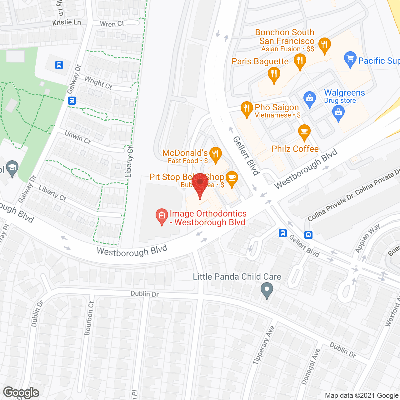 Map of the neighborhood around Aegis of San Francisco