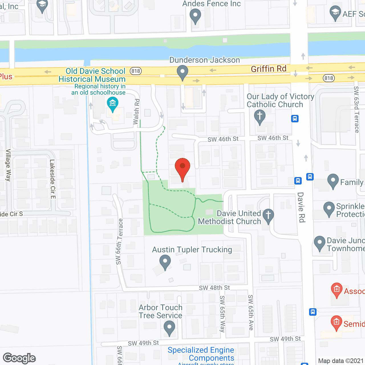 Map of the neighborhood around Caring Village of Davie