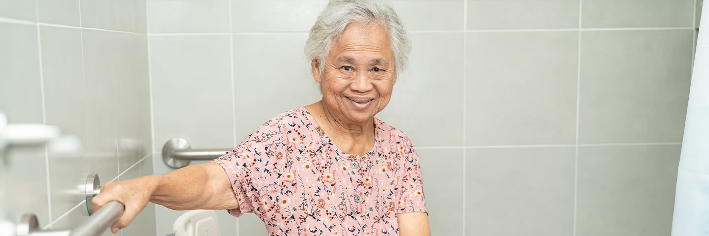 Senior woman in the restroom